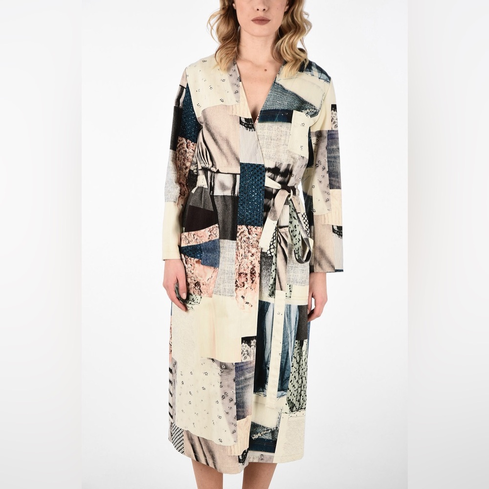 MM6 Maison Martin Margiela Patchwork Midi Dress - Cream, Black, Blue